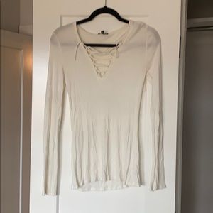 LAce up long sleeve top
